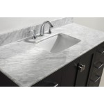 Caroline Avenue 48" Single Bath Vanity in Espresso with White Marble Top and Square Sink and Matching Mirror