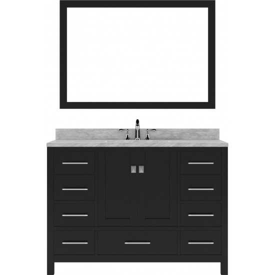 Caroline Avenue 48" Single Bath Vanity in Espresso with White Marble Top and Square Sink with Polished Chrome Faucet and Mirr