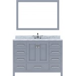 Caroline Avenue 48" Single Bath Vanity in Gray with White Marble Top and Square Sink and Matching Mirror