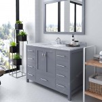 Caroline Avenue 48" Single Bath Vanity in Gray with White Marble Top and Square Sink and Matching Mirror