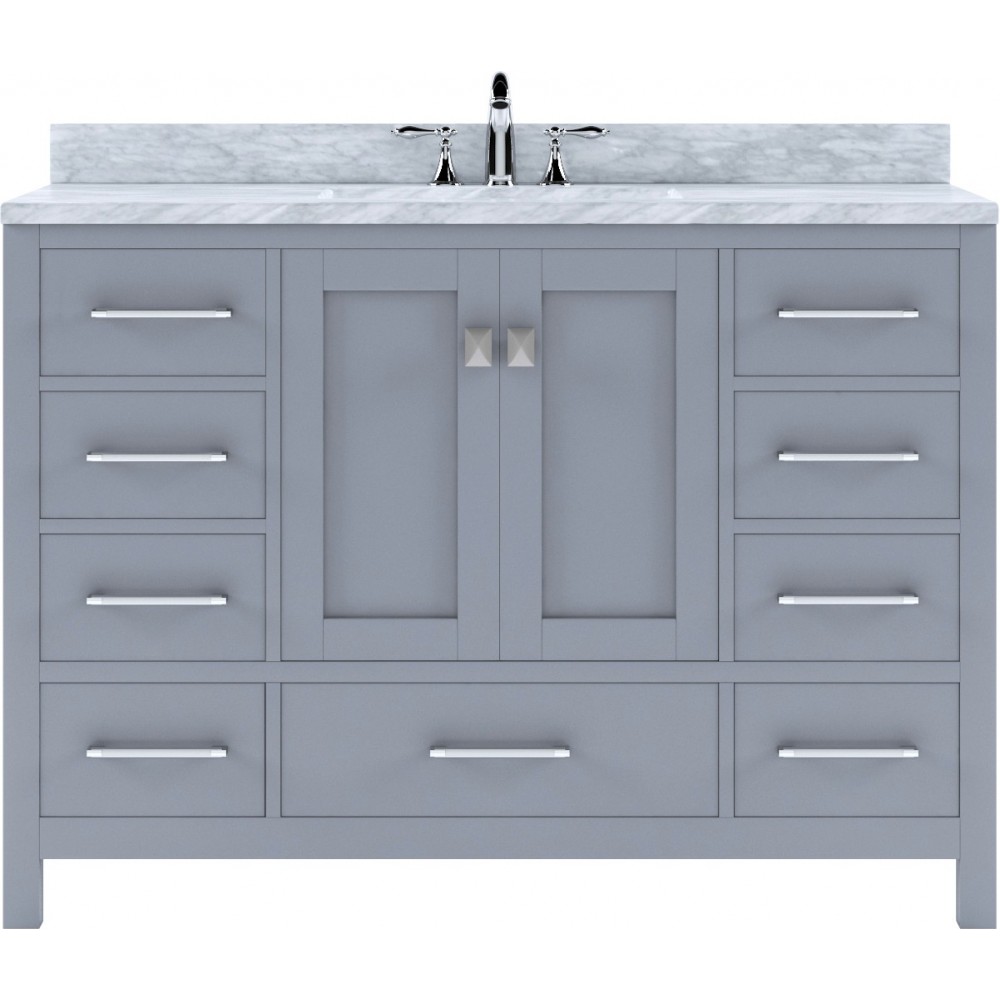 Caroline Avenue 48" Single Bath Vanity in Gray with White Marble Top and Square Sink