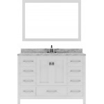 Caroline Avenue 48" Single Bath Vanity in White with White Marble Top and Square Sink and Matching Mirror