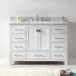 Caroline Avenue 48" Single Bath Vanity in White with White Marble Top and Square Sink