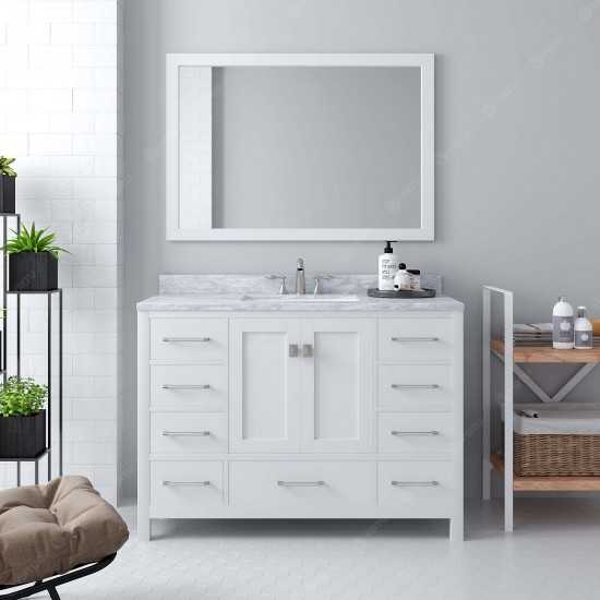 Caroline Avenue 48" Single Bath Vanity in White with White Marble Top and Square Sink