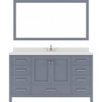 Caroline Avenue 60" Single Bath Vanity in Gray with White Quartz Top and Round Sink and Matching Mirror