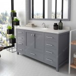 Caroline Avenue 60" Single Bath Vanity in Gray with White Quartz Top and Round Sink and Matching Mirror