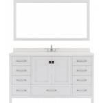 Caroline Avenue 60" Single Bath Vanity in White with White Quartz Top and Round Sink and Matching Mirror