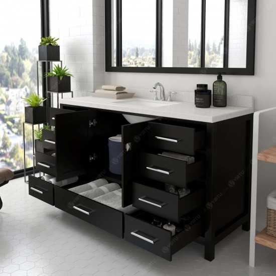 Caroline Avenue 60" Single Bath Vanity in Espresso with White Quartz Top and Square Sink and Matching Mirror