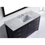 Caroline Avenue 60" Single Bath Vanity in Espresso with White Marble Top and Square Sink and Matching Mirror