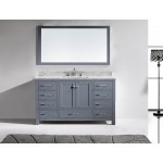 Caroline Avenue 60" Single Bath Vanity in Gray with White Marble Top and Square Sink and Matching Mirror