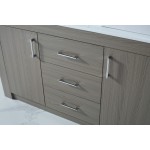 Tavian 60" Double Bath Vanity in Gray Oak with White Engineered Stone Top and Square Sinks and Matching Mirror