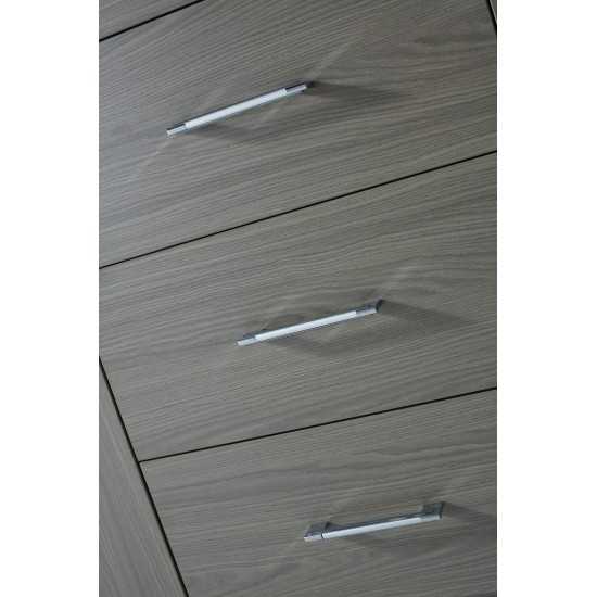 Tavian 60" Double Bath Vanity in Gray Oak with White Engineered Stone Top and Square Sinks and Matching Mirror