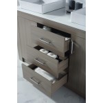 Tavian 60" Double Bath Vanity in Gray Oak with White Engineered Stone Top and Square Sinks and Matching Mirror