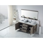 Tavian 72" Double Bath Vanity in Gray Oak with White Engineered Stone Top and Square Sinks and Matching Mirror