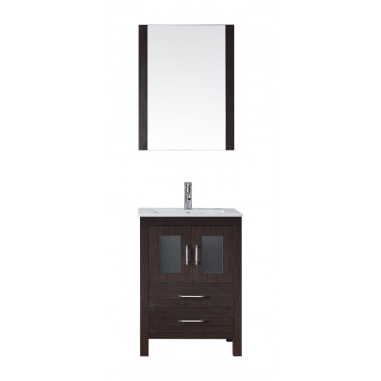 Dior 24" Single Bath Vanity in Espresso and Square Sink and Matching Mirror