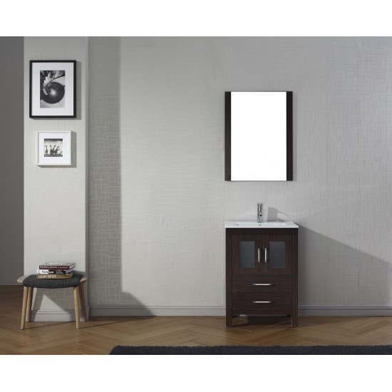 Dior 24" Single Bath Vanity in Espresso and Square Sink and Matching Mirror