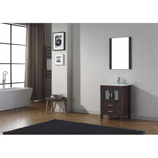 Dior 24" Single Bath Vanity in Espresso and Square Sink and Matching Mirror
