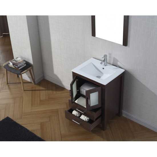 Dior 24" Single Bath Vanity in Espresso and Square Sink and Matching Mirror