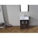 Dior 24" Single Bath Vanity in Espresso and Square Sink and Matching Mirror