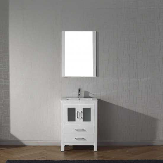 Dior 24" Single Bath Vanity in White and Square Sink and Matching Mirror