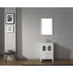 Dior 24" Single Bath Vanity in White and Square Sink and Matching Mirror