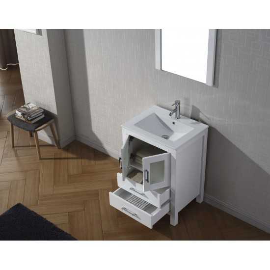 Dior 24" Single Bath Vanity in White and Square Sink and Matching Mirror