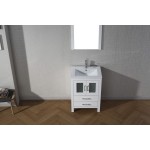 Dior 24" Single Bath Vanity in White and Square Sink and Matching Mirror