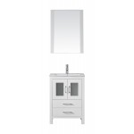 Dior 24" Single Bath Vanity in White and Square Sink with Brushed Nickel Faucet and Matching Mirror