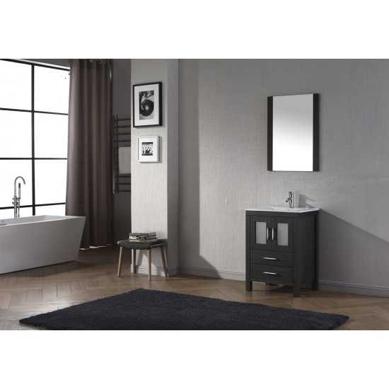 Dior 24" Single Bath Vanity in Zebra Gray and Square Sink and Matching Mirror