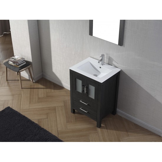 Dior 24" Single Bath Vanity in Zebra Gray and Square Sink and Matching Mirror