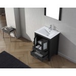 Dior 24" Single Bath Vanity in Zebra Gray and Square Sink with Brushed Nickel Faucet and Matching Mirror