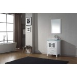 Dior 24" Single Bath Vanity in White with Green Glass Top and Matching Mirror