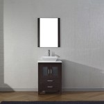 Dior 24" Single Bath Vanity in Espresso with White Engineered Stone Top and Square Sink and Matching Mirror