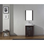 Dior 24" Single Bath Vanity in Espresso with White Engineered Stone Top and Square Sink and Matching Mirror