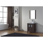 Dior 24" Single Bath Vanity in Espresso with White Engineered Stone Top and Square Sink and Matching Mirror