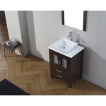 Dior 24" Single Bath Vanity in Espresso with White Engineered Stone Top and Square Sink and Matching Mirror