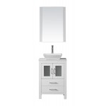 Dior 24" Single Bath Vanity in White with White Engineered Stone Top and Square Sink and Matching Mirror