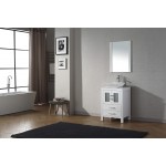 Dior 24" Single Bath Vanity in White with White Engineered Stone Top and Square Sink and Matching Mirror