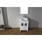 Dior 24" Single Bath Vanity in White with White Engineered Stone Top and Square Sink and Matching Mirror