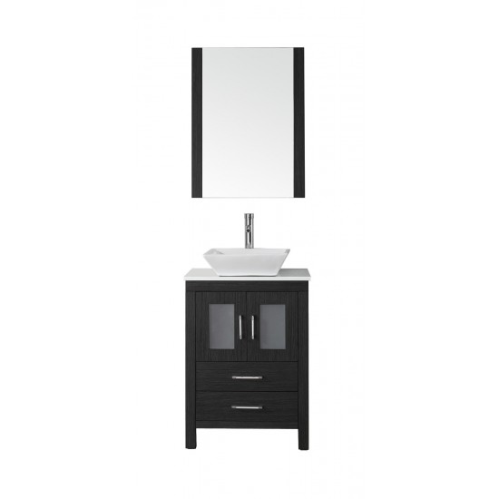 Dior 24" Single Bath Vanity in Zebra Gray with White Engineered Stone Top and Square Sink and Matching Mirror