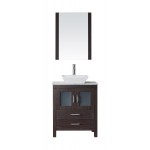 Dior 24" Single Bath Vanity in Espresso with White Marble Top and Square Sink and Matching Mirror