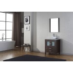 Dior 24" Single Bath Vanity in Espresso with White Marble Top and Square Sink and Matching Mirror