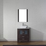 Dior 24" Single Bath Vanity in Espresso with White Marble Top and Square Sink with Brushed Nickel Faucet and Matching Mirror