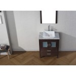 Dior 24" Single Bath Vanity in Espresso with White Marble Top and Square Sink with Brushed Nickel Faucet and Matching Mirror