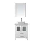 Dior 24" Single Bath Vanity in White with White Marble Top and Square Sink and Matching Mirror