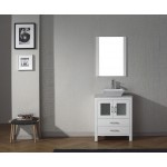 Dior 24" Single Bath Vanity in White with White Marble Top and Square Sink and Matching Mirror