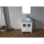 Dior 24" Single Bath Vanity in White with White Marble Top and Square Sink and Matching Mirror