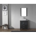 Dior 24" Single Bath Vanity in Zebra Gray with White Marble Top and Square Sink with Brushed Nickel Faucet and Matching Mirro