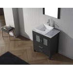 Dior 24" Single Bath Vanity in Zebra Gray with White Marble Top and Square Sink with Brushed Nickel Faucet and Matching Mirro