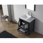 Dior 24" Single Bath Vanity in Zebra Gray with White Marble Top and Square Sink with Brushed Nickel Faucet and Matching Mirro